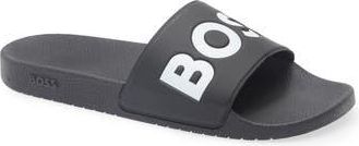 BOSS Aryeh Slide Sandal in Black/White at Nordstrom Rack, Size 11Us / 10Uk