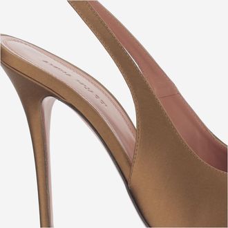 Amina Muaddi Womens Silk Slingback Brown Shoe