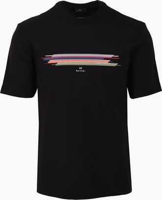 Paul Smith Mens PAUL SMITH CASUAL FIT STRIPE T-SHIRT BLACK - Size: 42