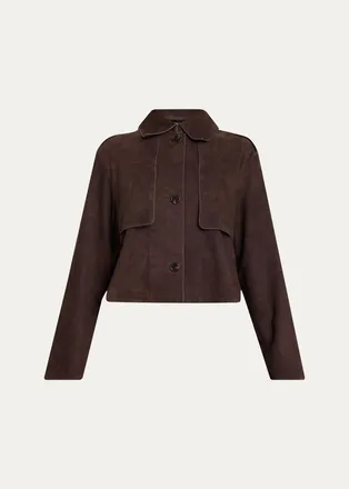 Theory Suede Cropped Trench Coat