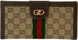 Gucci Pre-owned Wallets, female, Brown, Size: ONE SIZE Pre-owned Canvas Wallet