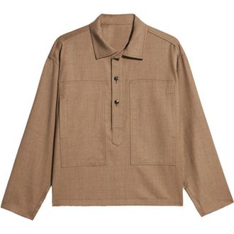 Fortela Fuego Wool Fresco Overshirt in Beige at Nordstrom, Size 40 Eu