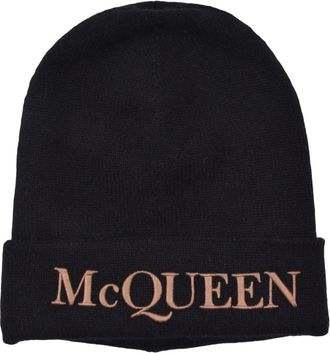 Alexander McQueen Cashmere Beanie - Heren - Hoeden - Zwart - L - Kasjmier - Accessoires