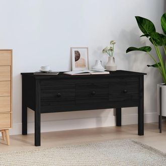 vidaXL Mesa De Centro De Madera Maciza De Pino Negro 102x49x55 Cm Vidaxl