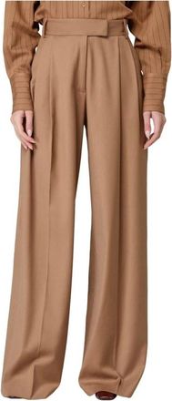 Mar De Margaritas Broeken, Dames, Bruin, L, Polyester, Wijde broek Modello con pences