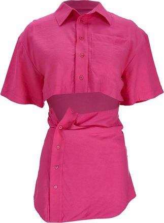 Jacquemus La Chemise Arles Cutout Mini Dress in Pink Viscose
