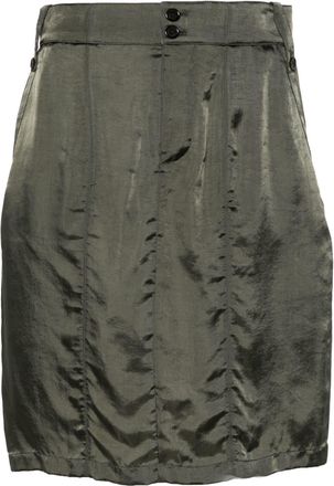 Saint Laurent satin pencil mini skirt - women - Cupro - 36 - Green