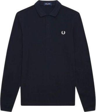 Fred Perry Polo Shirt met Lange Mouwen - Heren - Polos - Blauw - S - Katoen - Tops