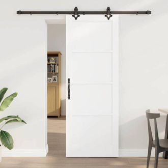 vidaXL Puerta Deslizante Vidaxl Con Juego De Hardware Blanco 78x211 Cm Madera S&oacute;lida De Pino