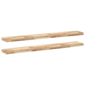 Berkfield Home Floating Shelves 2 pcs 120x20x4 cm Untreated Solid Wood Acacia in Brown | Size: 120 x 20 x 4 cm