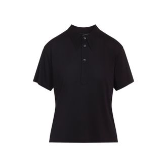 Maison Margiela Womens Amaranth Purple Polo Shirt - Black Elastane - Size X-Small