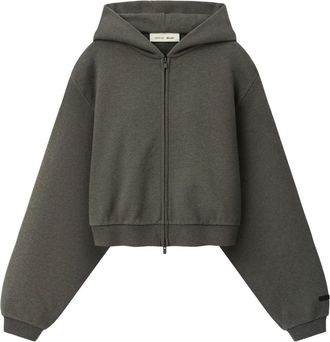Fear of God (WMNS) Fear of God Essentials Embossed Cropped Zip-Up Hoodie Ash Heather RW01481-0284
