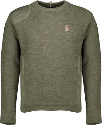 Moncler Maglione Girocollo in Lana - - Knitwear - Uomo - Verde - S