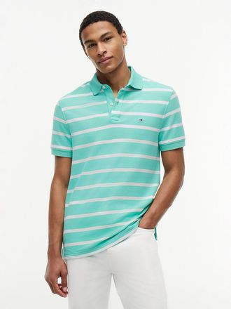 Tommy Hilfiger Mens Regular Fit Striped Wicking Polo - Green - XXXL