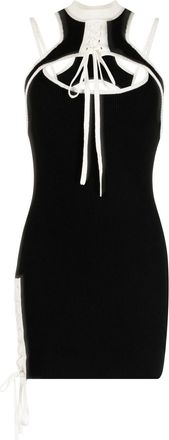 Monse contrast-trim lace-up mini dress - women - Fabric - M - Black