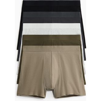 H&M 5-pack Mid Trunks With Lycra in Dark Khaki Green at Nordstrom, Size X-Large