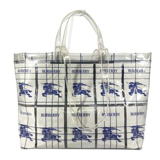 Burberry Blue Clear Yellow Vinyl Shoulder Bag Tote Bag (Pre-Owned)
