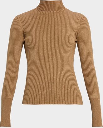 Majestic Filatures Metallic Rib Knit Turtleneck