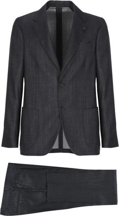 Lardini Single Breasted Wool Blend Suit - Heren - Business pakken - Zwart - L - Wol - Kostuums