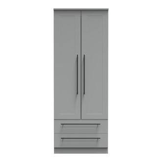 Welcome Furniture Harrow Ready Assembled 2 Door 2 Drawer Wardrobe in Dusk Grey - Welcome Furniture | TJ Hughes