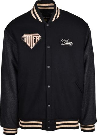 Iuter Gewatteerd College Jack met Drukknoopsluiting - Heren - Bomber jackets - Zwart - L - Polyester - Jassen