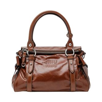 Miu Miu Medium Top-Handle Bag - Dames - Tassen - Bruin - Maat: ONE Size Leer