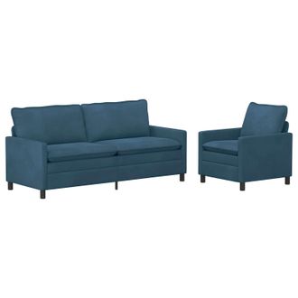 vidaXL Juego De Sof&aacute; 2 Uds. Azul Terciopelo Vidaxl