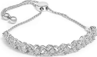 House of Brilliance 925 Sterling Silver 1.0 Cttw Diamond X Link Bolo Bracelet