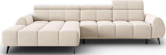 BLOOMINGLOFT Design Ecksofa Alyse mit Relaxfunktion - Samt Soft Beige