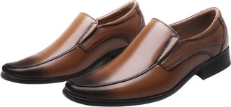 Generic Textured Embossed Mens Slip-On Dress Shoes for Weddings and Business, Breathable Low-Top Formal Footwear(Brown,5.5 UK)