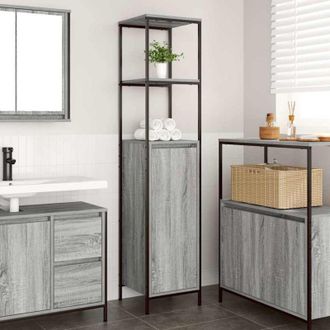 vidaXL Mueble De Ba&ntilde;o Con Estantes Gris Sonoma 36x35x165 Cm Vidaxl