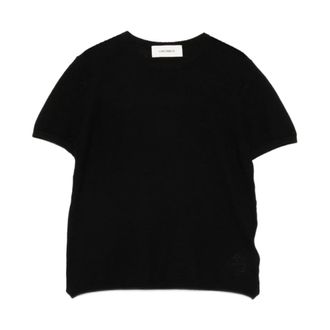 Lisa Yang Tops, Dames, Zwart, XS, Cashmere T-shirt met korte mouwen en ronde hals, fijne knit