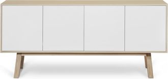 Mon Petit Meuble Français Aparador alto de madera de fresno de 4 puertas 180 cm