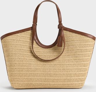 Charles & Keith Ivette Raffia Woven Tote Bag