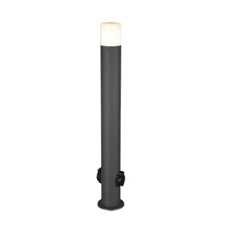 Trio Hoosic Poste Exterior 1xe27 Con 2 Tomas Schuko Antracita H80 Cm Ip44 Lighting