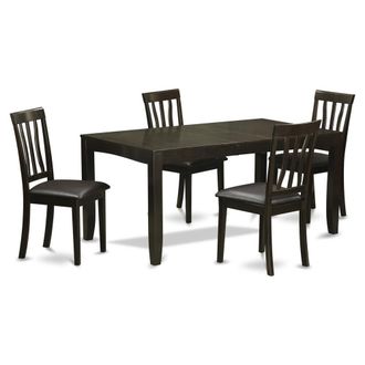 East West Furniture 5 Pc Dining set-Dining Table with Leaf and 4 Dining Chairs