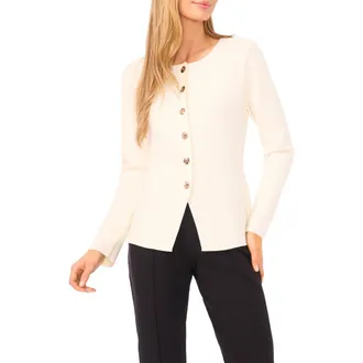 Ted Baker Collarless Cardigan in Vanilla Ice at Nordstrom, Size X-Small