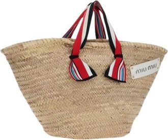 Miu Miu Pre-owned Raffia Tote Bag - Dames - Vintage Shopper - Veelkleurig - ONE Size - Vintage