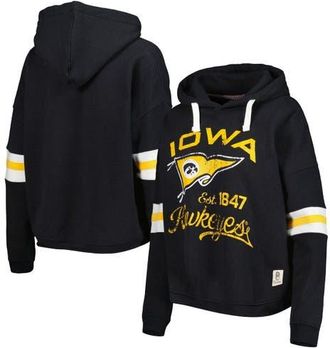 Pressbox Womens Pressbox Black Iowa Hawkeyes Super Pennant Pullover Hoodie at Nordstrom, Size Small