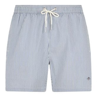 GANT Beachwear, male, Blue, Size: M Seersucker Striped Swimshorts