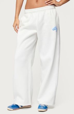 Edikted Keychain Cutie Straight Leg Sweatpants in White at Nordstrom, Size X-Small