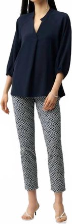 Joseph Ribkoff Geometric Jacquard Slim Fit Pants In Navy