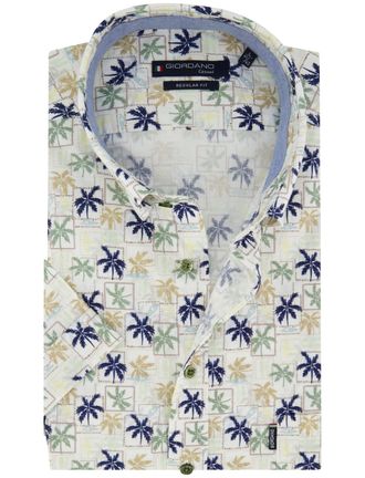 Giordano Groen overhemd Giordano palmbomen print katoen