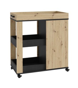 Home Heavenly Mueble bar con estantes y puertas color roble negro