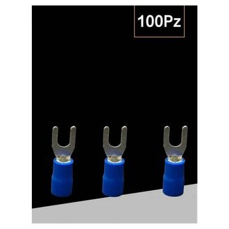 Trade Shop Trade Shop - Set 100 Pz Capicorda A Forcella A Crimpare Per Cavi 4 A 6 Mm&sup2; Isolato M4 Sv5.5-4 - Azul