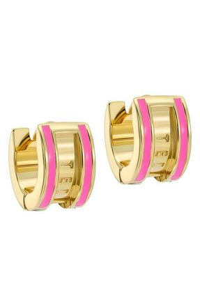 Ted Baker Rolo Classic Color Huggie Hoop Earrings in Metallic Gold Pink at Nordstrom