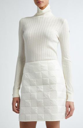 Moncler Rib Virgin Wool & Cashmere Turtleneck Sweater in Silk White at Nordstrom, Size X-Small