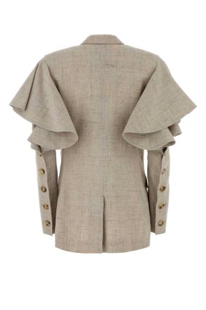Moschino Womens Melange Sand Jersey Blazer Fantasiabeige Giacche E Gilet Jacket