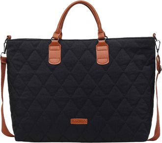 Generic Women Quilted Shoulder Bag Large Sling Bag Fluffy Padded Tote Handbag (Black)