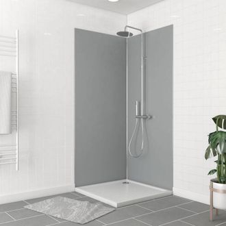 Aurlane Paneles De Pared Wallit Silver - 90x90x210cm + 2 Perfiles De Acabado Cromado + 1 Perfil De Esquina Mate Negra